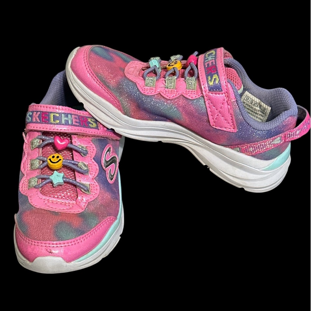 Skechers Kids Girls Pink Tie Dye Sneakers Shoes Size 11 Smiley‎ Heart Star